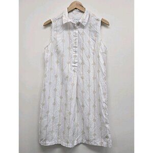 Liz Claiborne Linen Blend Sleeveless Sheath Dress Flax Rope Nautical Beachy Sz M